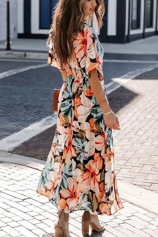 Miraflores Floral Slit Midi Dress