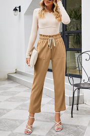 High Waisted Corduroy Pants for Women Drawstring Vintage Casual Loose Pants Fall Clothes