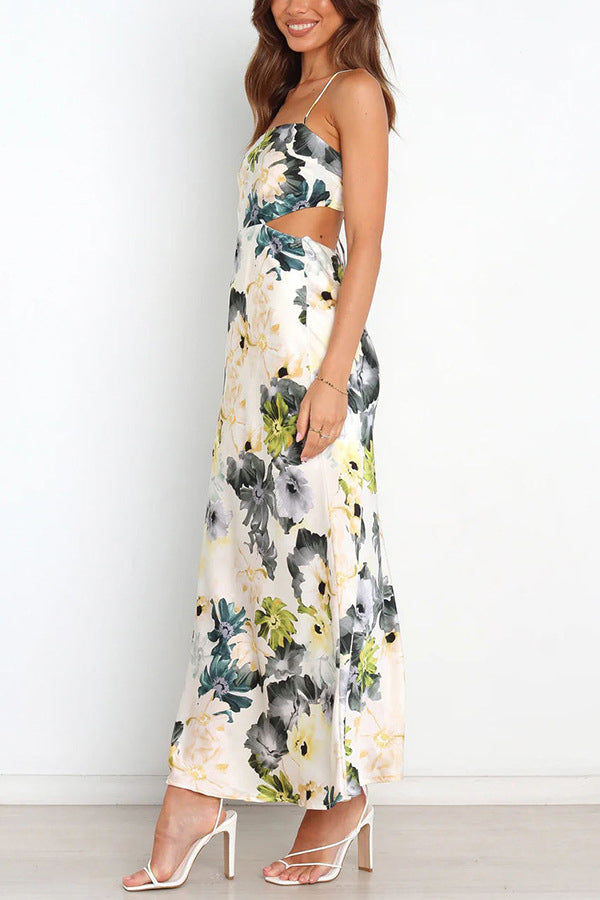 Elegant Printed Satin Dress