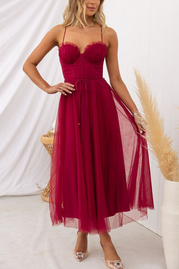 Robe longue de soirée à bretelles en mousseline de soie de princesse moderne