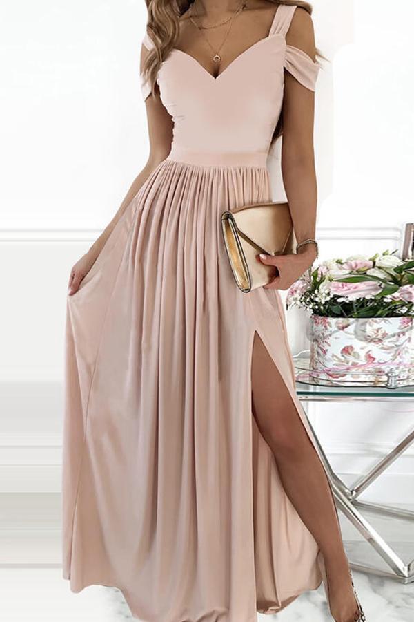 Cold Shoulder Sleeve Elegant Maxi Dress