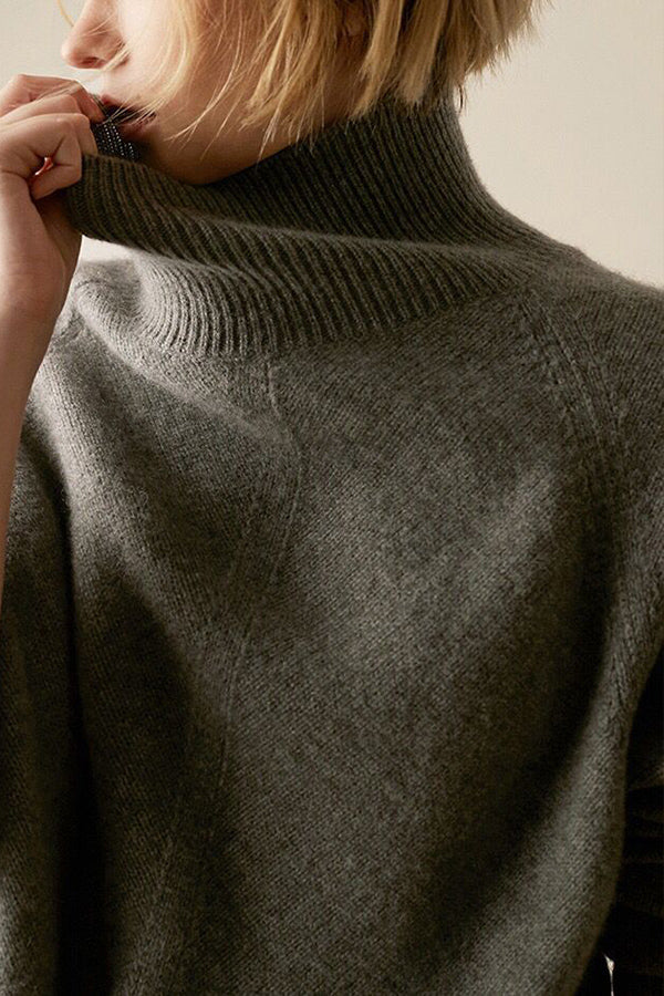 Pullover loose thickened turtleneck cashmere sweater