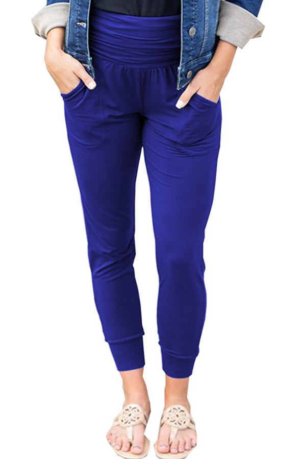 High Waist Pleated Pocket Casual Cropped Pennies