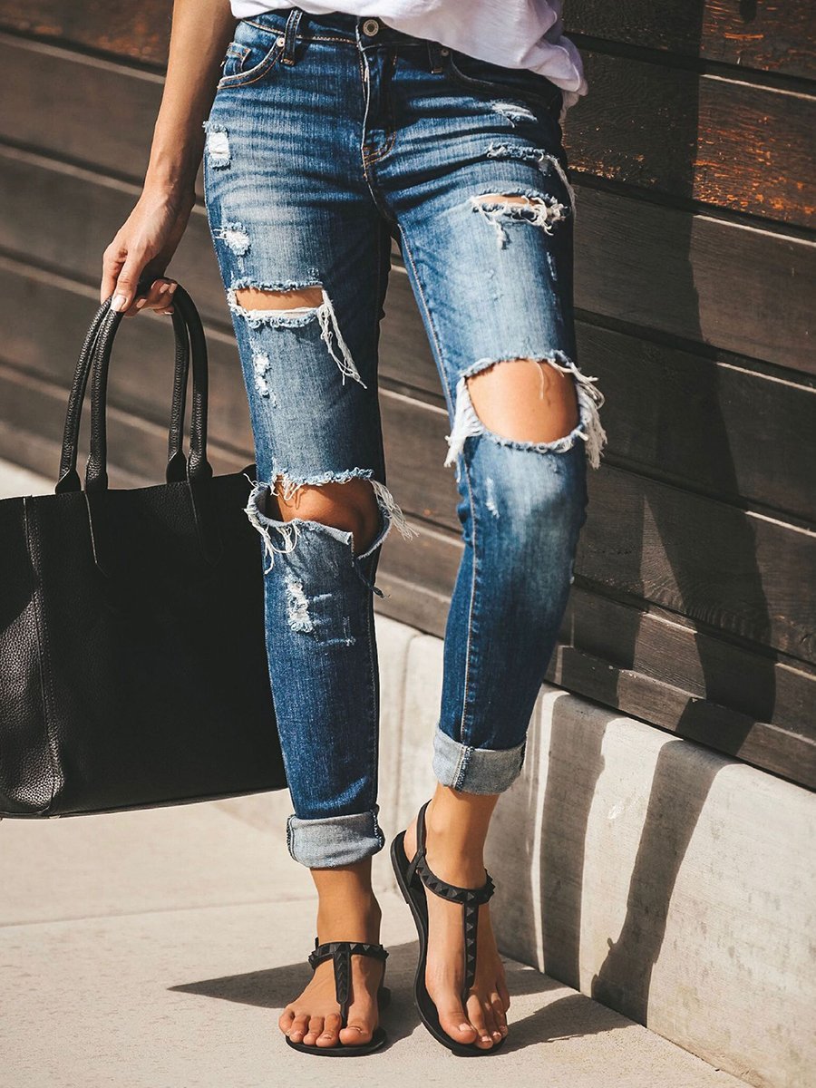Jean slim extensible déchiré