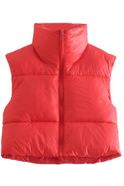 padded vest zipper stand collar vest