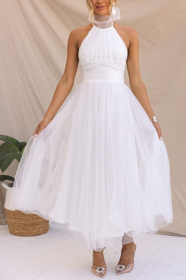 Robe longue dos nu en tulle froncé Fairy Vibes