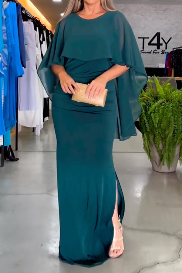 Solid Color Short Sleeves Round-Neck Maxi Dresses