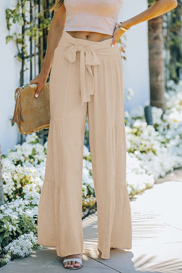Twisted Solid Color Casual Trousers