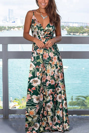 Santa Rosa Sunset Floral Backless Maxi Dress