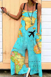 Women's Printed Loose One-piece Suspenders