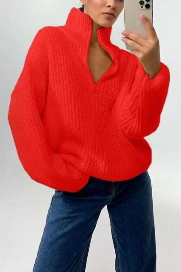 turtleneck pullover zip sweater