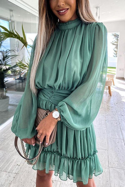 Chiffon Pleated Mini Dress