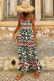 Timeless Beauty Printed Smocked Vacation Maxi Dress