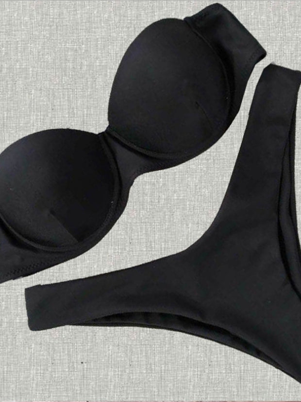 Basic BaceSolid Bra Bikini