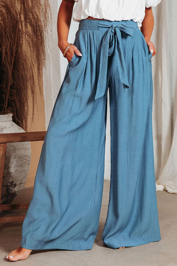 Clarita High Waisted Tie Pocketed Wide Leg Pants