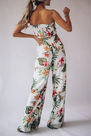 Boho Print Tube Top Wide Leg Pants Two-piece Suit