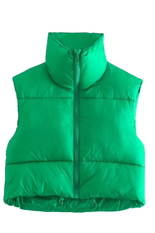 padded vest zipper stand collar vest