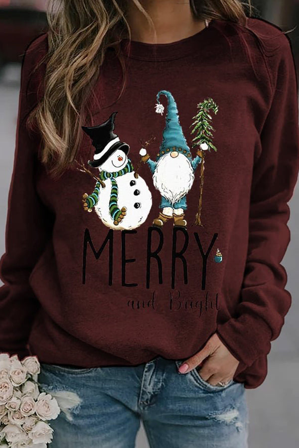 Christmas gift snowman print sweatshirt