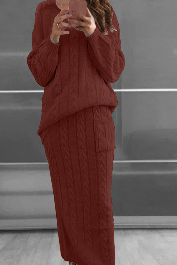 Fashion Twist Sweater Knit Skirt Set