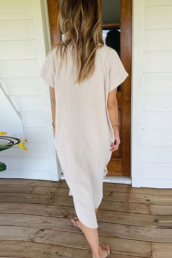 Robe chemise mi-longue boutonnée