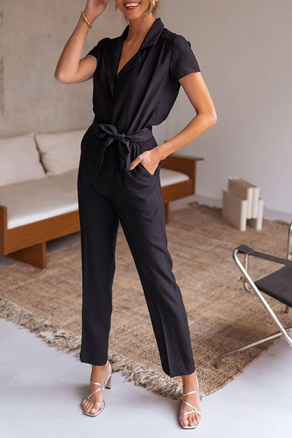 Lace up casual loose Jumpsuit
