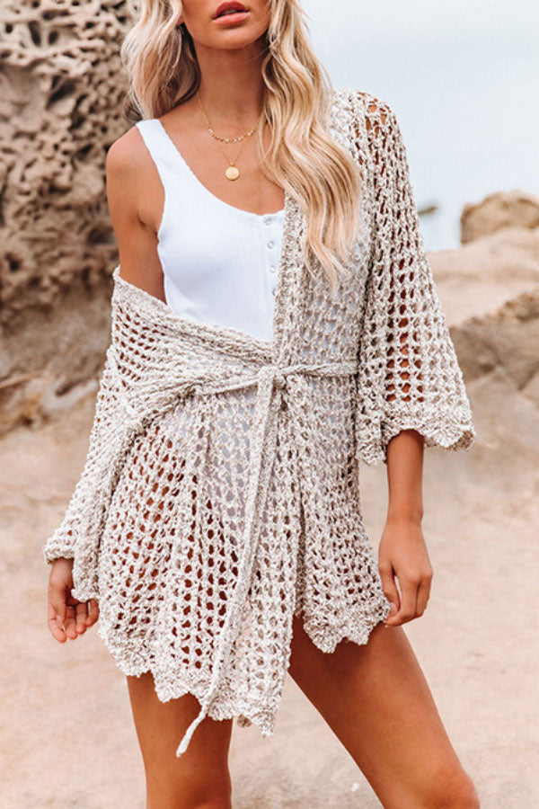 Beach Holiday Hollow Lace-up Cardigan