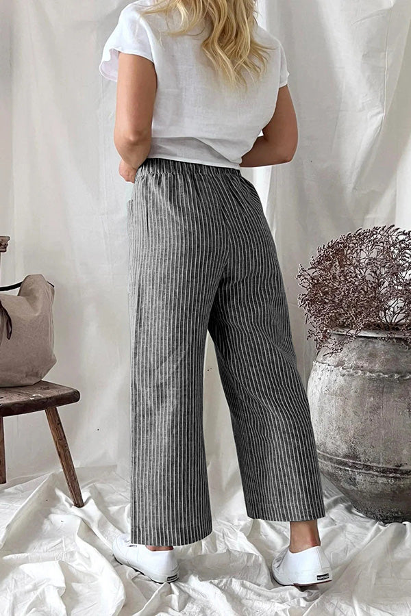 Cotton Linen Loose Fashion Casual Straight Leg Pants Women's Clothes