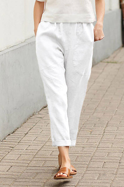 Solid Cotton Linen Pants