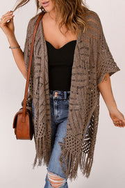 All-match Casual Knitted Hollow Fringed Cardigan