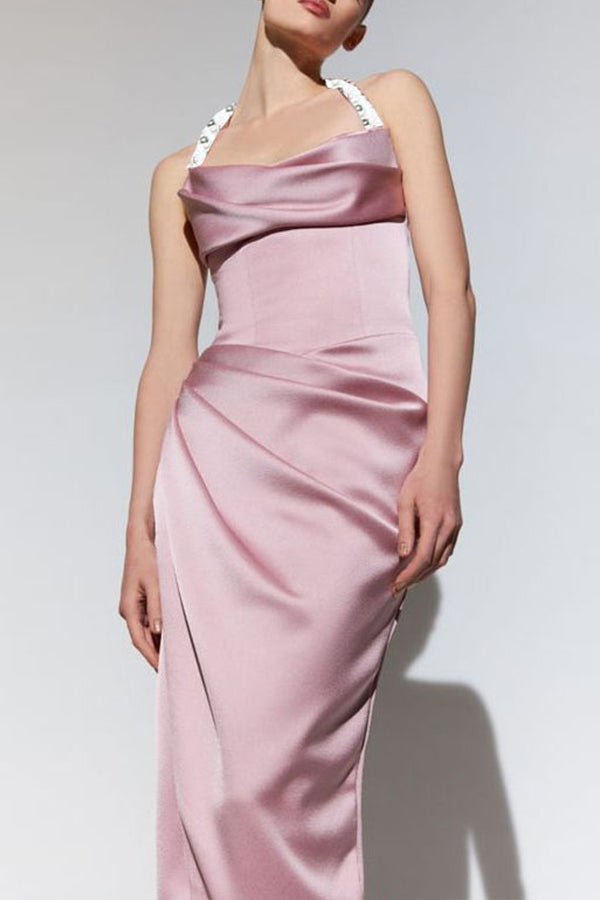 Bankett schmales Brautjungfernkleid aus Satin