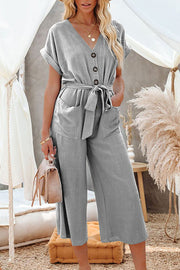 Nayla Linen Blend Button Pocketed Jumpsuit