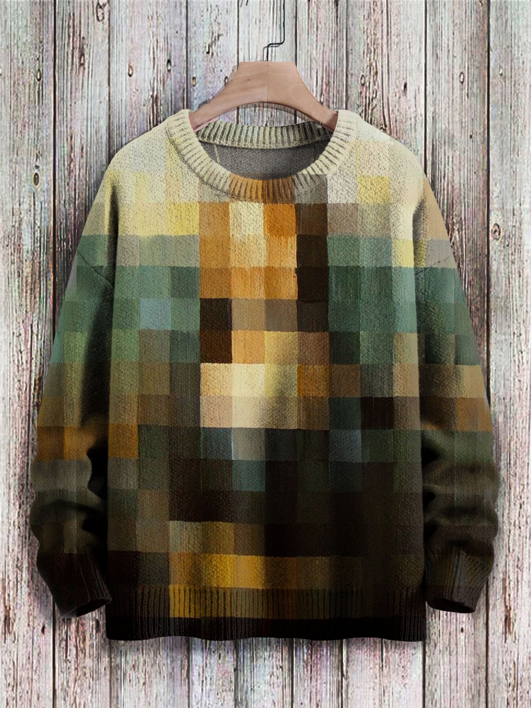 Art Print Knit Pullover Sweater