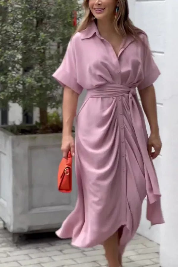 Daring Heart – Midi-Hemdkleid mit Bindeband vorne 