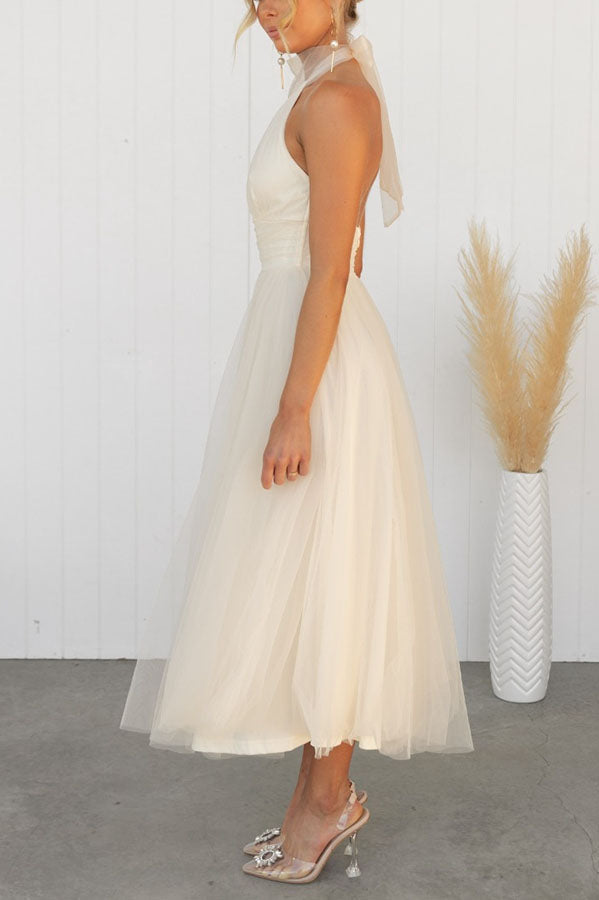 Robe longue dos nu en tulle froncé Fairy Vibes