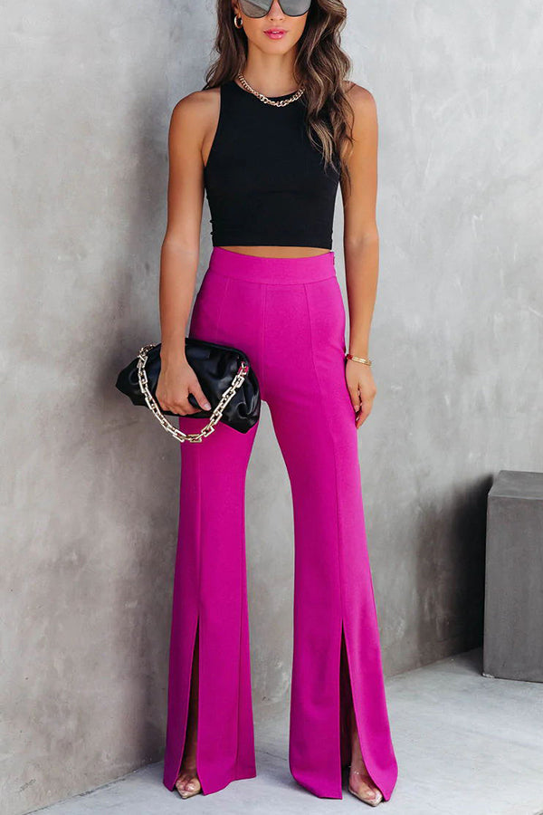 Side Zipper Closure Split Hem Pants
