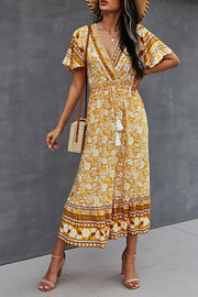 Spring/Summer V-Neck Tie Boho Dress