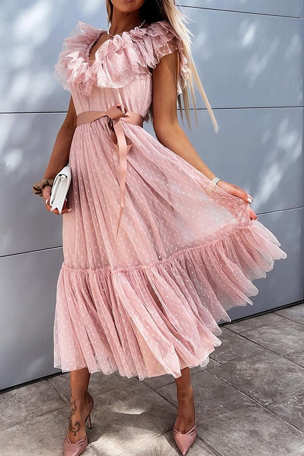 Modisches ärmelloses Kleid aus Netzstoff