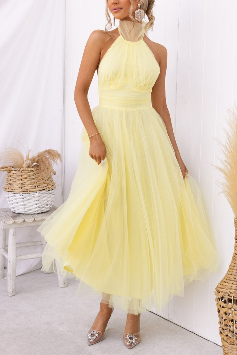 Robe longue dos nu en tulle froncé Fairy Vibes