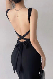 Knitted Sexy Backless Sling Dress