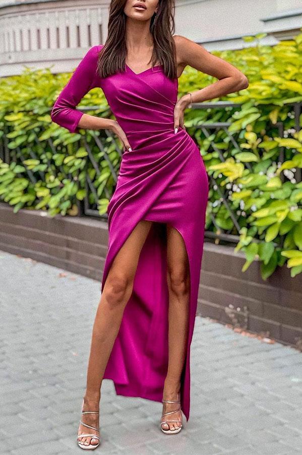 Robe asymétrique fendue et froncée Perfectly Yours