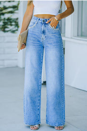 New Petal Pocket Casual Loose Denim Pants