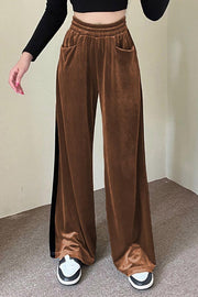 High Waist Colorblock Loose Wide Leg Trousers