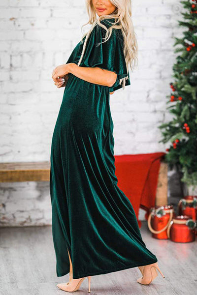 So Romantic Velvet Slit Maxi Dress