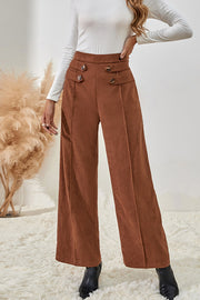 Fashion women's high waist straight drape wide leg pants