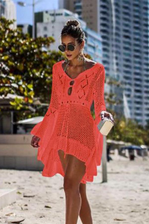 Cache-maillots de bain en crochet à manches évasées