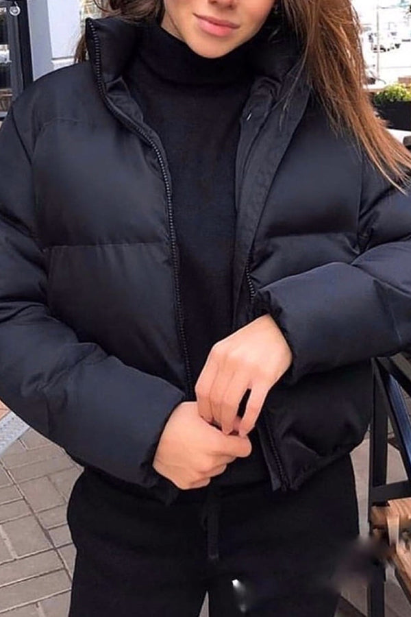 solid color short down jacket