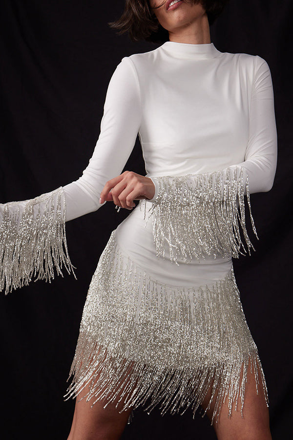 robe midi à col rond et manches longues