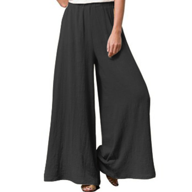 Large Casual Cotton Linen Loose Wide Leg Pants