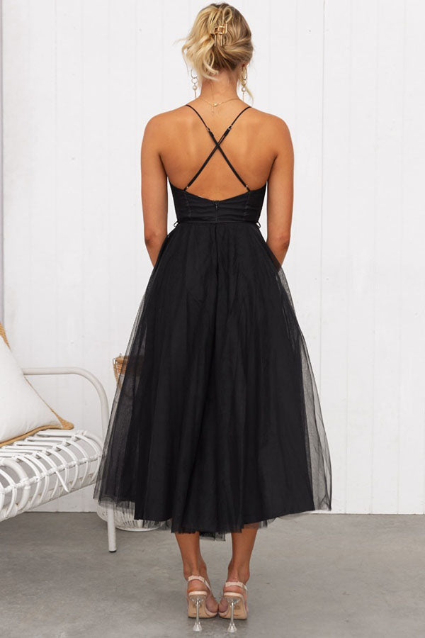 Robe longue de soirée à bretelles en mousseline de soie de princesse moderne