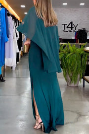 Solid Color Short Sleeves Round-Neck Maxi Dresses